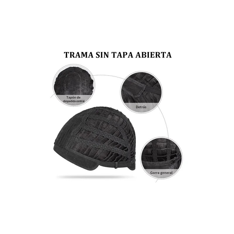 Pelucas Para Mujer Ondulada Corto Pelo Negra Cabello Natural