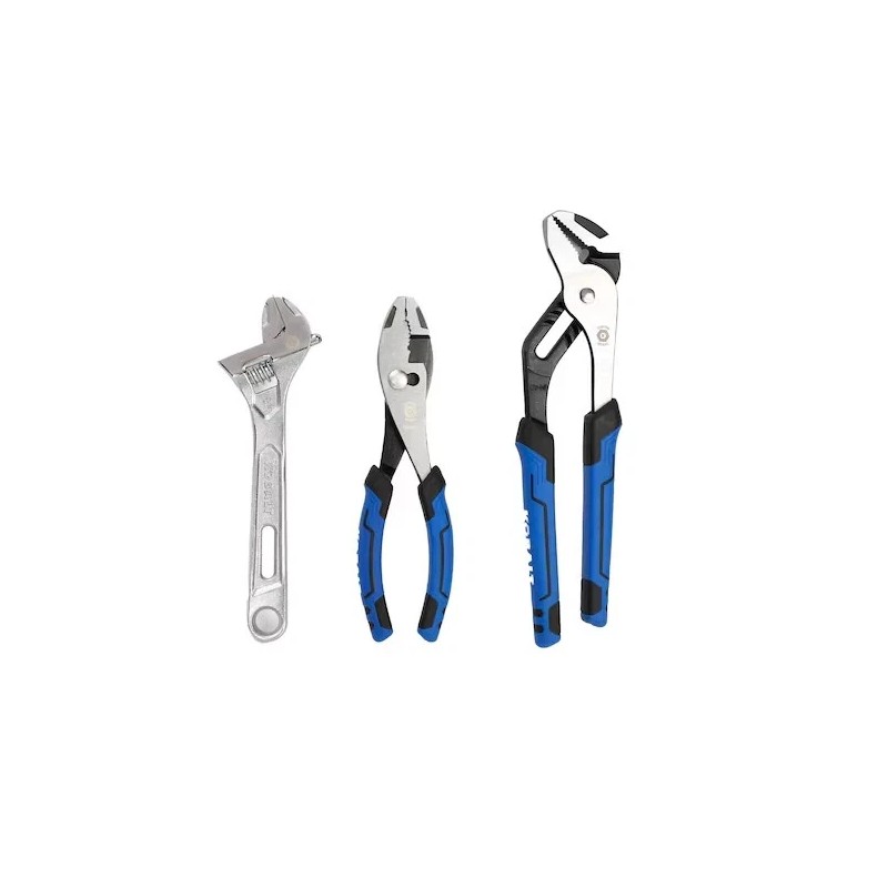 Kobalt 3-Piece Assorted Pliers Set + Adjustable Wrench – Model