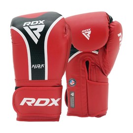 RDX Aura Plus T-17 Boxing Gloves – Maya Hide Leather, MG-3 Padding & Max-Shock Foam for Training, Sparring, Kickboxing & Muay Thai – Quick-EZ Strap – 10oz, 12oz, 14oz, 16oz (Red, Blue, Gold)