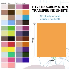 HTVSTD Sublimation Transfer Ink Paper - 23 pcs 12" x 10" Solid Color Sublimation Transfer Sheets for Tumbler T-Shirts Mugs DIY Sublimation Transfer Paper Compatible with Cricut/Cameo