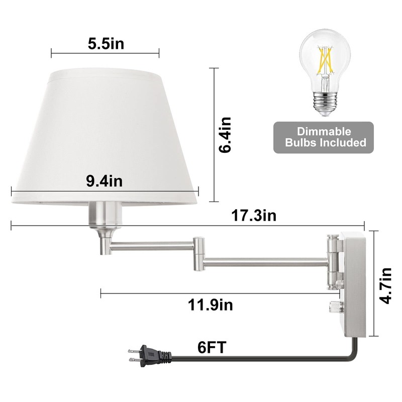 TRLIFE Wall Sconce Plug in, Dimmable Wall Sconces Set of