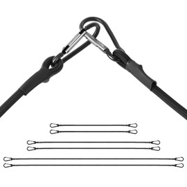 QWORK® 6 PACK Bungee Cords with Carabiner Clips, Size 60/100/150 cm, Multi-Purpose Elastic Bungee Straps for Luggage, Camping, Tarps