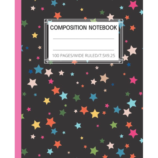 Composition Notebook Wide Ruled: Star Pattern Cute Aesthetic Preppy Notebooks
