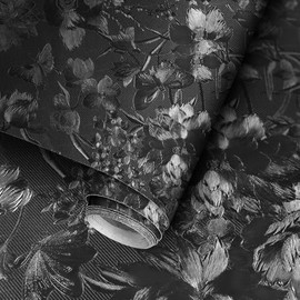 Black Peel and Stick Wallpaper 15.74" x 118.11" Embossed butterfly Vintage Textured Wall Paper Retro Solid Black butterfly Contact Paper Self Adhesive Wallpaper for Countertop Cabinets Bedroom