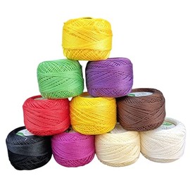 10 Pieces Cotton Anchor Crochet Cotton Embroidery Thread Balls Size 8 Pearl Balls Crochet Yarn Embroidery (8 Meters Each) (Multicolor-01)