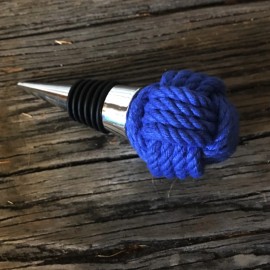 Mystic Knotwork Royal Blue Nautical Bottle Stopper Hand Tied Cotton Rope Ball Knot