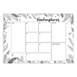 Friendly Fox Weekly Planner Pad Jungle, 1 x DIN A4 Desk Pad as Calendar without Fixed Date, Weekly Planner, Writing Pad Organisation to Do