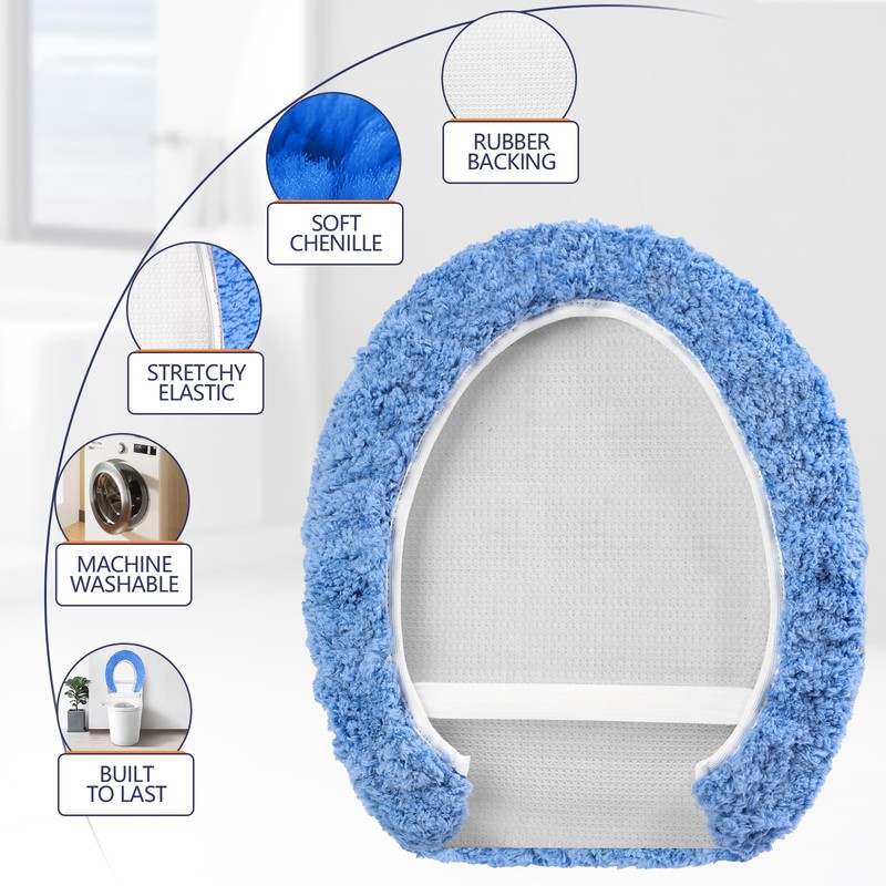 Baahrnom Microfiber Elongated Toilet Seat Cover 19.5"x 15" Machine Washable