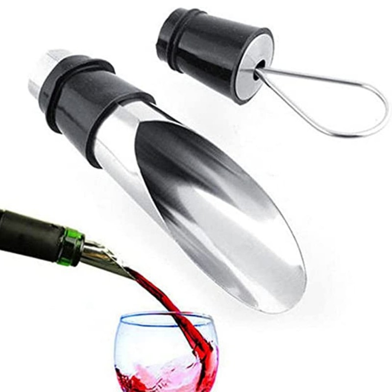 Corkscrew - Stainless Steel Bottle Opener Set + Pourer Cap