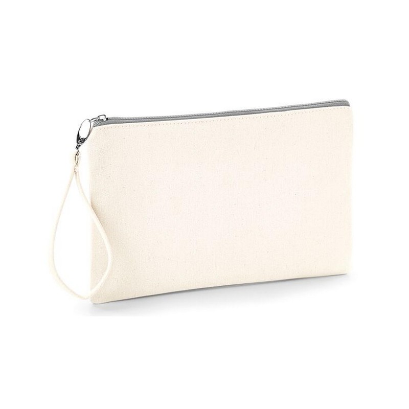 Westford Mill W520 Canvas Wristlet Pouch, Natural / black