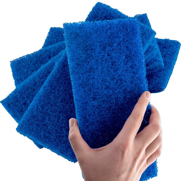 Paquete de 5 almohadillas de estropajo tamaño mediano XL azul. 10 esponjas multiusos de nailon de 11,4 cm. Limpia cocinas, baños, encimeras y suelos para borrar la suciedad y hacer que las superficies brillen
