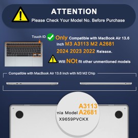 MOSISO Compatible with MacBook Air 13 inch Case 2024 2023 2022 M3 A3113 M2 A2681, Ultra-Thin Slim Natural Original Color Plastic Hard Shell&Keyboard Skin for MacBook Air 13.6 inch Case, Midnight Blue