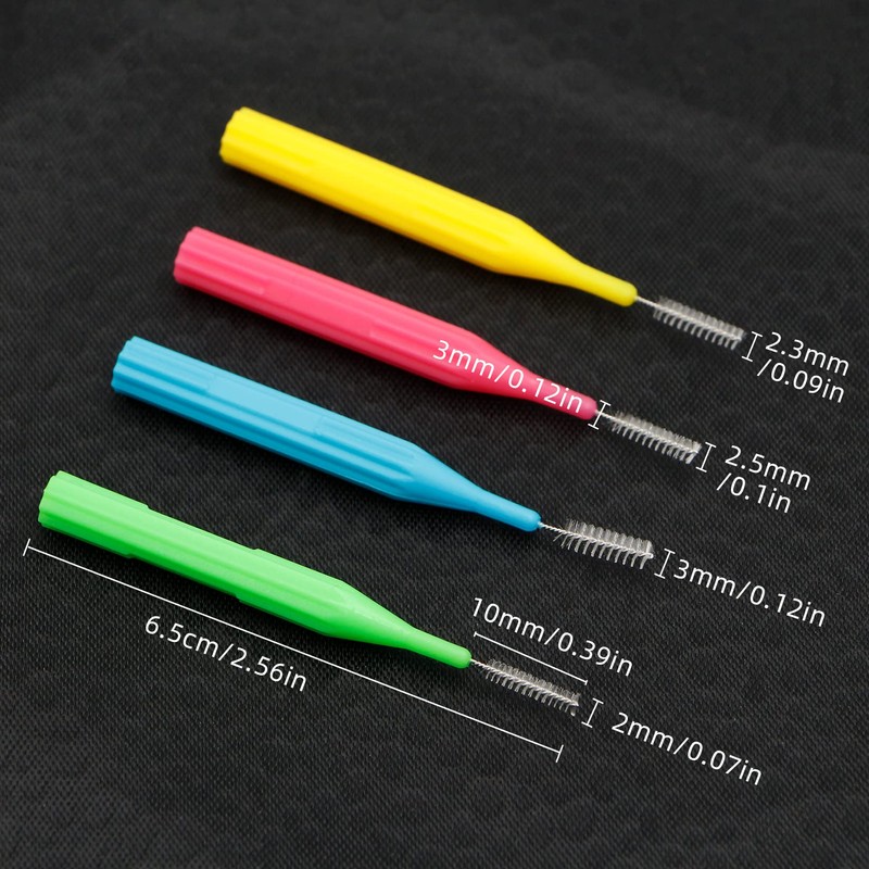 RAZOKO Interdental Brush, Flossing Head,Easy Use Tooth Cleaning Tool (1Pack(2mm/2.3mm/2.5mm/3mm)-88pcs)