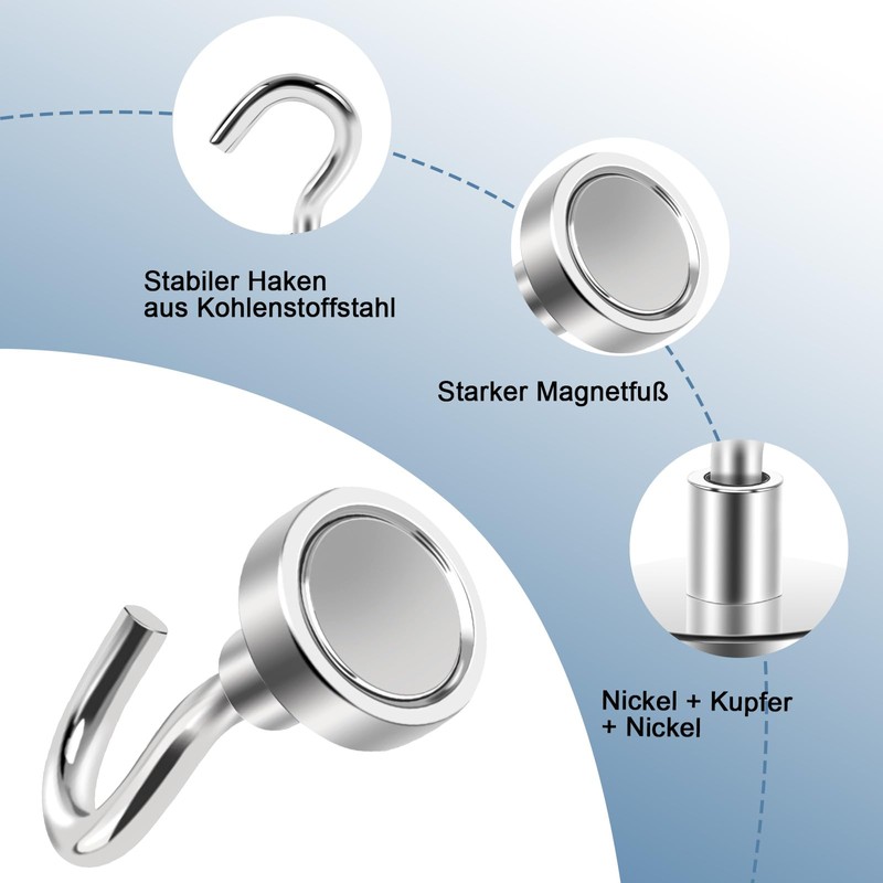 Anelueeoo 16 Pack Magnetic Hooks Heavy Duty Strong Neodymium Magnet