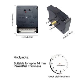 DEEWISH Silent DCF77 Radio-Controlled Clock Movement for Wall Clock, 24 mm Shaft Length