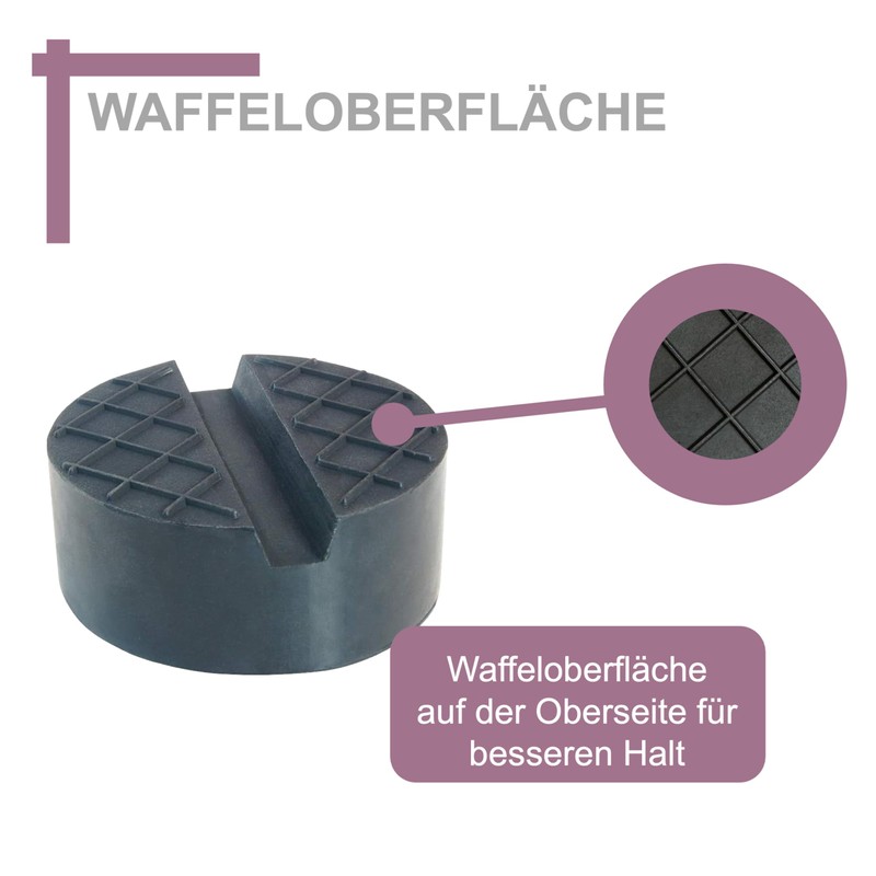75 x 30 mm rubber pad with V-groove, waffle surface