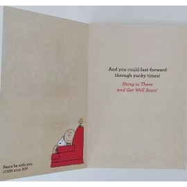 Peanuts Charlie Brown Snoopy GET WELL SOON Religious Greeting Card Hang in There