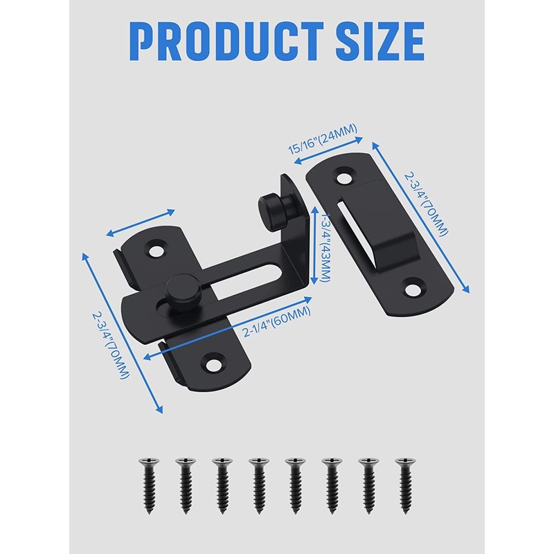 90 Degree Flip Sliding Barn Door Lock, Stainless Steel Angle