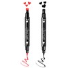 Go Ho 2 PCS Waterproof Liquid Eyeliner Stamps,Double-side Black&Red Smudge-proof