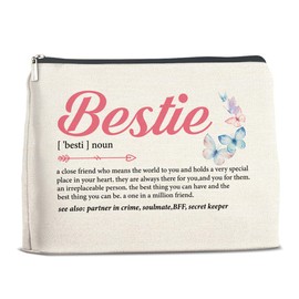 YeleY Bestie Gifts Makeup Bag, Thank You Gift for Bestie BFF Soul Sister, Bestie Appreciation Gift Cosmetic Bag Bestie Friendship Makeup Zipper Pouch