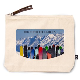 Lantern Press Mammoth Lakes, Full Ski Rack and Snowy Mountain Range, 100% Cotton Zipper Pouch, Travel Accessory, Go Bag