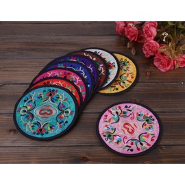 Ambielly Coasters for Drinks Cup Coaster Vintage Ethnic Floral Design Placemat Value Pack, 10pcs/Set, 5.12"/13cm (Mixed Colors)