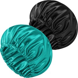 2 PCS Satin Bonnet Double Layer Sleep Hair Silk Bonnet for Sleeping Women Curly Natural Hair