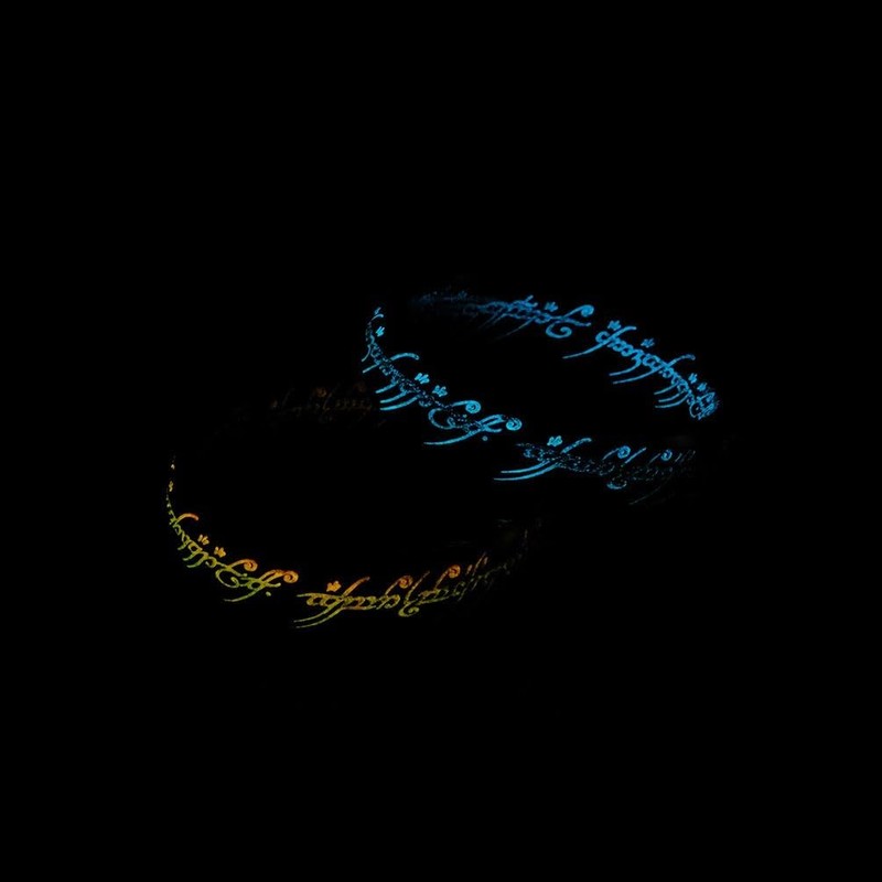 Elvish Ring Glow in the Dark, Elvish Rune Jewelry (Luminous