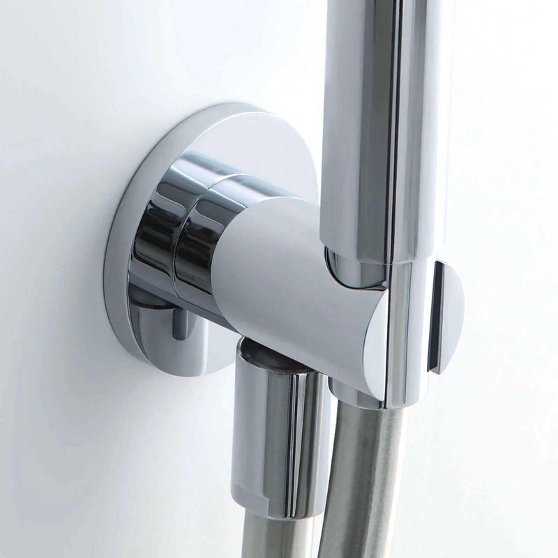 Concealed Round Shower Outlet Elbow with Handheld Showerhead Handle Bracket