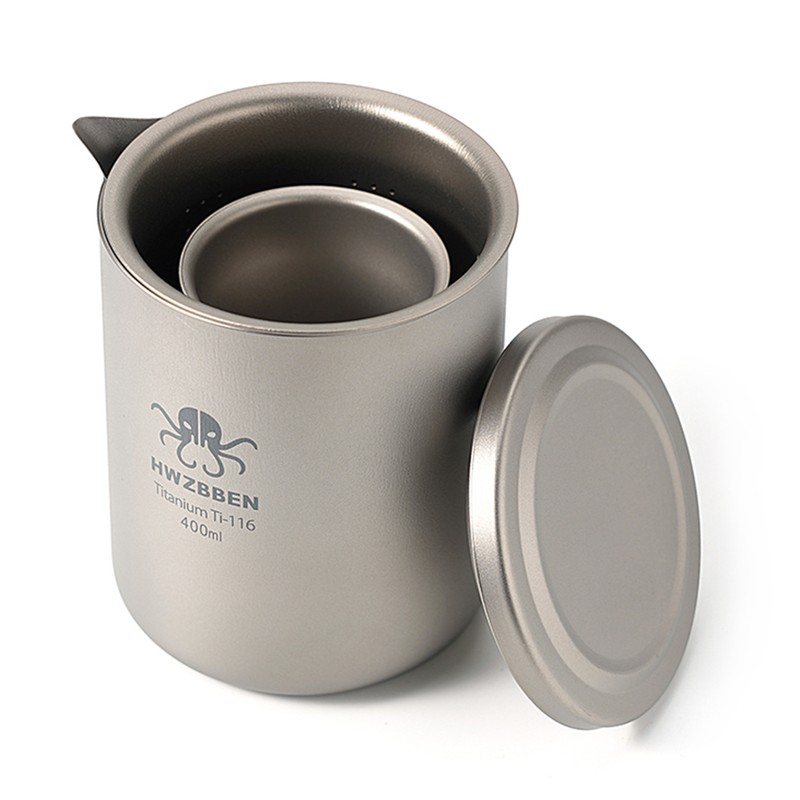 Titanium Tea Pot Cups Set Outdoor Camping Tea Service Lightweight