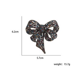 Vintage Big Bow Rhinestone Sparkling Brooch Delicate Bow Brooch Classic Wedding Party Dance Banquet Women Girls Lapel Pins Dress Suit Shirt Accessories, Metal, Cubic Zirconia