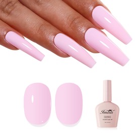 Imtiti Pink Gel Nail Polish, Milky Pink Nail Gel Polish High Gloss Soak Off UV LED Spring Summer Nail Art Manicure Salon DIY Design 10ML