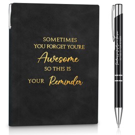 Tenare Employee Appreciation Gift A5 Leather Journal and Pen Set Inspirational Sheepskin Notebook for School Office Volunteer Coworker Colleague Christmas Thanksgiving Day Gift(Black,Sometimes)