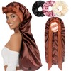 1+3 Long Satin Bonnets with Scrunchies for Women Sleeping, Double