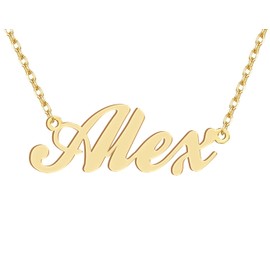 Dacing Wolf 18k Gold Plated Alex Name Necklace Stainless Steel Nameplate Necklaces Jewelry for Womens Moms