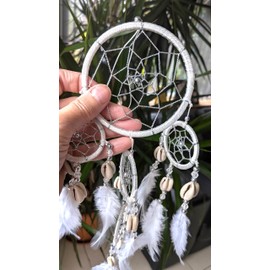 NATURAL WHITE DREAMCATCHER NATURAL CREAM FEATHERS DREAM CATCHER