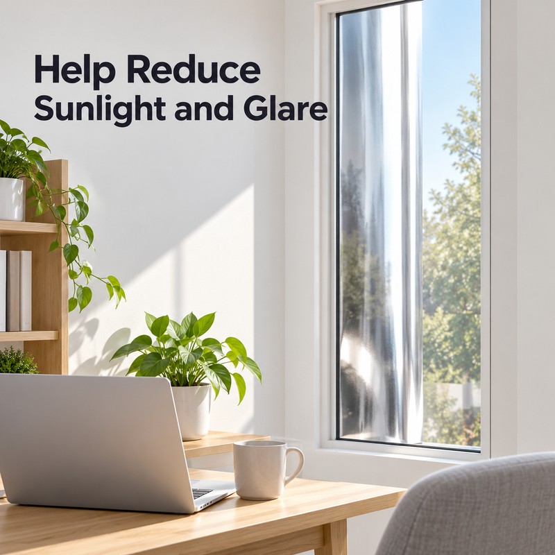 Privacy Window Tint Film - Self-Adhesive One-Way Mirror Film for