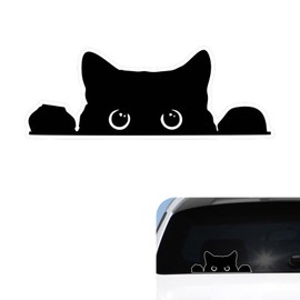 Arwrilt Funny Peeking Sneaky Cat Sticker, Self-Adhesive Cute Black Cat Decals, No Fade Waterproof Curious Peeking Decal, Auto Body Animal Decoration Sticks for Car Window Laptop Wall (Black)