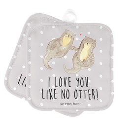 Mr. & Mrs. Panda Pot Holder Otter Hands Holding - Gift, Happy, Beautiful Pot Holders, Oven Gloves, Pot Coaster, Holding Hands
