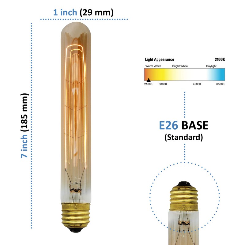Bunnit Bulbs Vintage Edison Bulb, T9 T9-185 Tube Hairpin/Leaf, 60w,