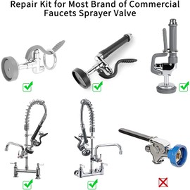 KANONEY 3 Pack Pre-Rinse Spray Valve Repair Kit for Most Commercial Kitchen Sink Faucet Dish Sprayer 1.42 GPM Spray Face Bumper and Screw Repair Part, Black