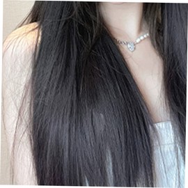 SAFIGLE Long Straight Hair Extension Women Clip In V Shape Hairpiece Natural Looking Synthetic Hair Topper for Parties Daily Wear and Special Occasions