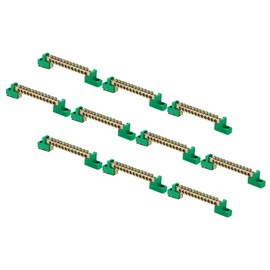 sourcing map 10 Pcs Ground Bus Bar Terminal Grounding Bar Brass 12 Positions Grounding Bars Block for Electric Box, Green