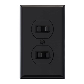 ELEGRP Double Toggle Light Switch - Two Single Pole Dual Light Switch, 15A, 120V, In-Wall On/Off, Self-Grounding, Wall Plate Included, UL Listed (Glossy Black)