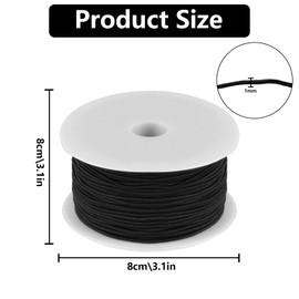 Stretchy Black Bracelet String for Bracelet Making, 1mm x 100m Elastic Thread, Colorful Elastic Cord String for DIY Necklaces Crafts Jewelry Making Pony Beads(Black)