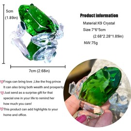 H&D Hyaline&Dora Mini Crystal Frog Figurine Collection,Glass Animal Paperweight Table Centerpiece Ornament(Green)
