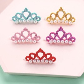 1 Pc Pet Small Dogs Cat Faux Pearl Crown Shape Bows Hair Accessories, Pets Hair Clips Dog Accessories DIY Pet Grooming Supplies Apparel Accessories (Pink)