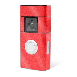 MightySkins Glossy Glitter Skin Compatible with Ring Video Doorbell Plus - Solid Red | Protective, Durable High-Gloss Glitter Finish | Easy to Apply, Remove, and Change Styles