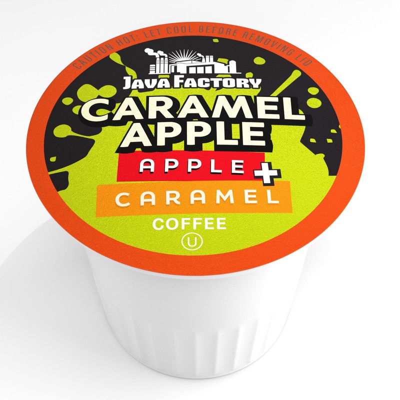 Java Factory Flavored Coffee Pods, Caramel Apple, Compatible with K