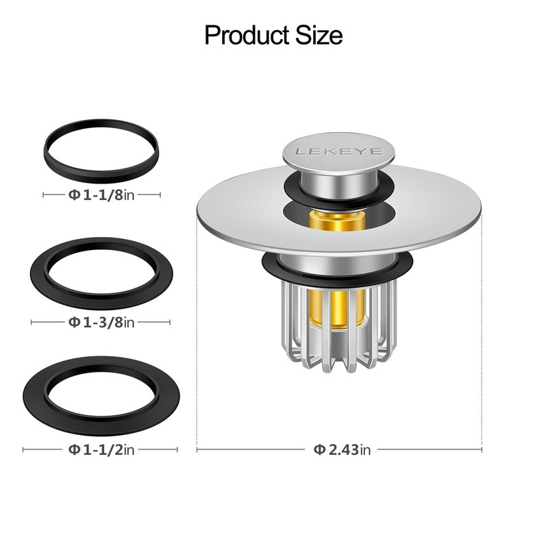 LEKEYE Bathroom Sink Stopper | Shower Drain Hair Catcher |